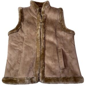 Jaclyn Smith Brown Faux Fur Trim Vest